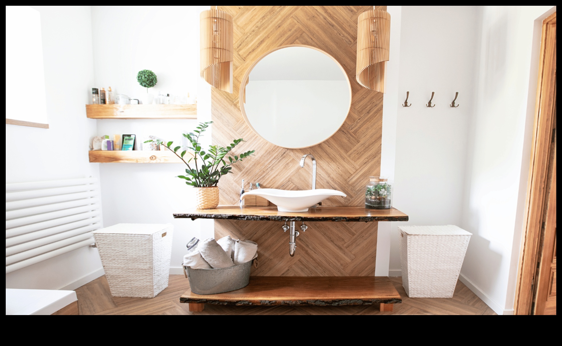 Boho vannas istabas dekors brīvprātīgam izskatam