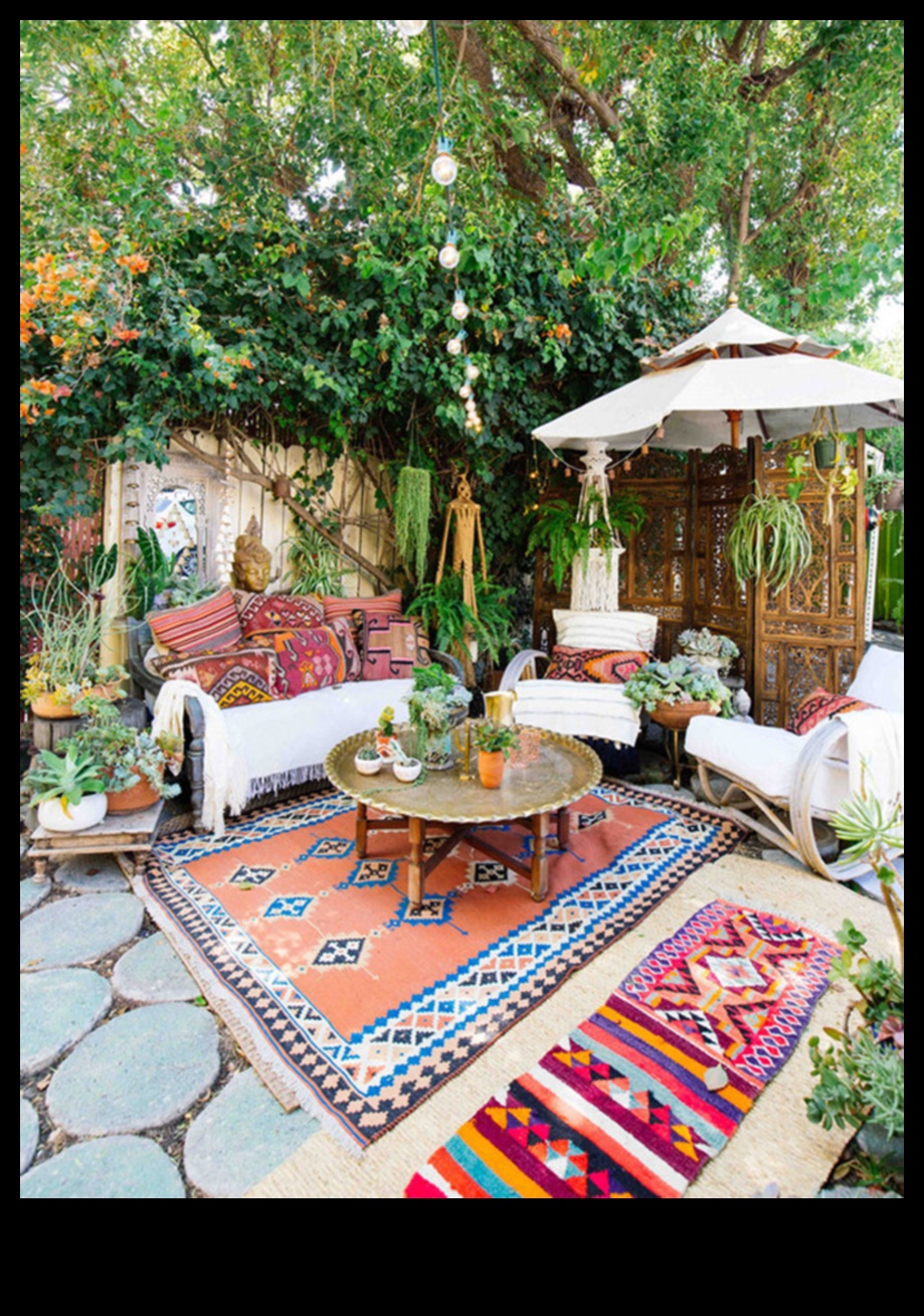 Boho āra sēdvietas Eleganta un neformāla telpa 5 Kā es varu izveidot Boho iedvesmotu āra atpūtas zonu ar Marokas pufiem?