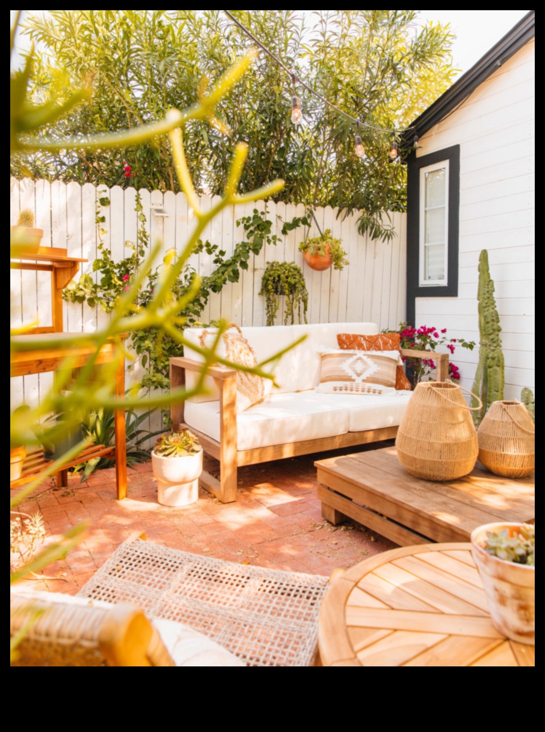 Boho āra sēdvietas Eleganta un neformāla telpa 6 Kā es varu izveidot Boho iedvesmotu āra atpūtas zonu ar Marokas pufiem?