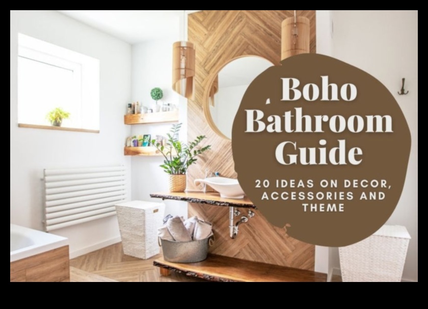 Boho vannas istabas dekors brīvprātīgam izskatam